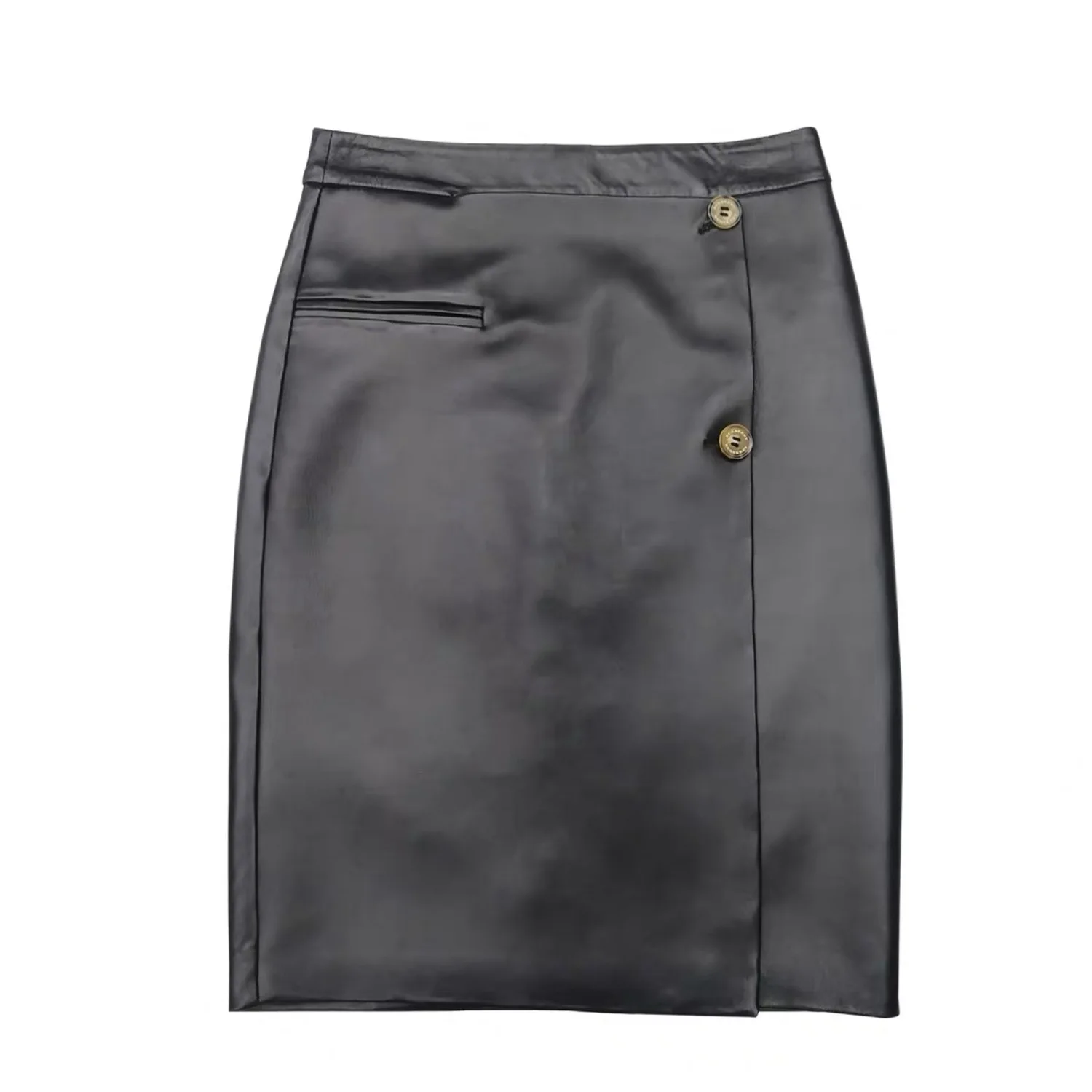 

Spring Autumn Genuine Leather Skirt Women Real Natural Skeepskin High Waisted Office Ladies Work Wear Skirts Plus Size