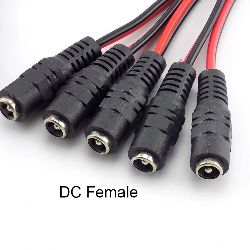 

5pcs DC 12V Extension Power Cable Male Female Connectors Plug Cord Wire for CCTV Camera LED Strip Light Adaptor 2.1*5.5mm