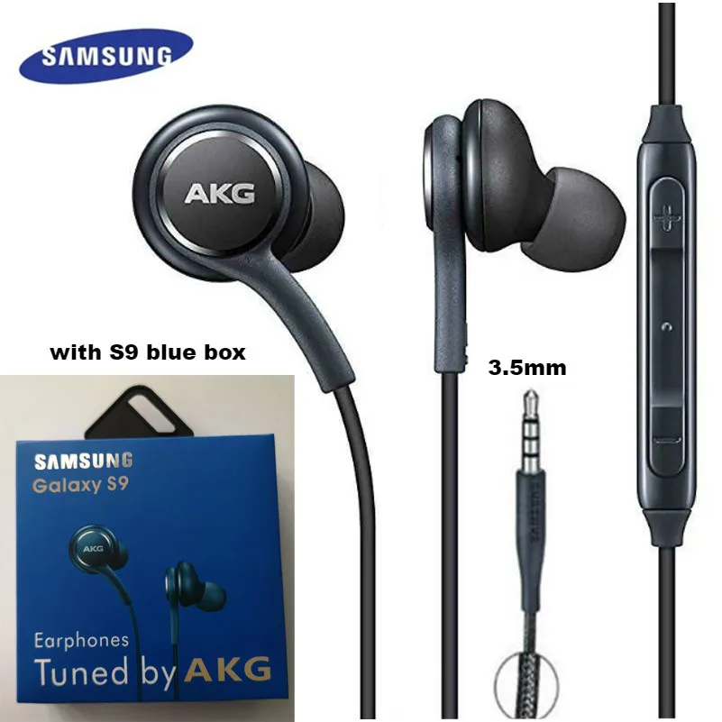 Наушники samsung AKG EO IG955, 3,5 мм/type c, наушники-вкладыши с микрофоном, проводная гарнитура для смартфонов samsung Galaxy note10 S10 S9 S8 S7 S6 huawei - Цвет: S9 with blue box