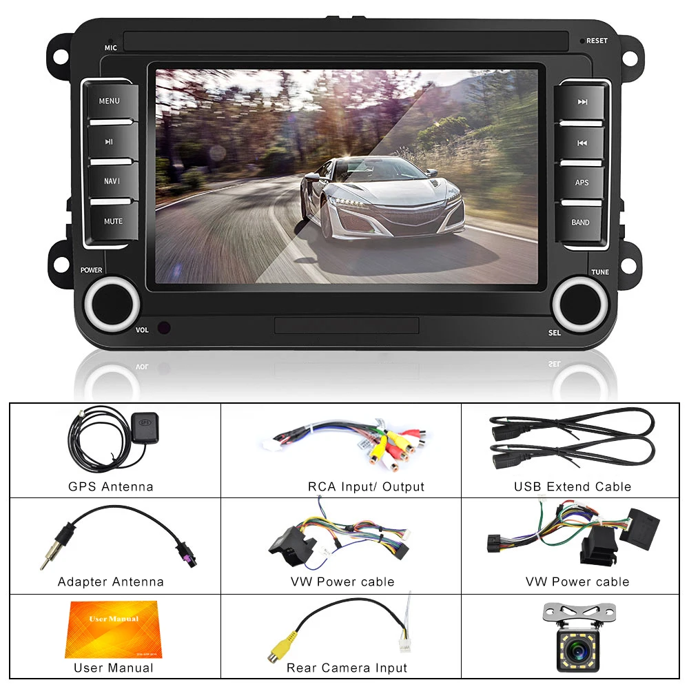 with 12 led camera Camecho Android 8,1 2 Din Автомобильный Радио Мультимедиа Видео плеер Универсальный Авто Стерео gps карта для VW/Altea/Toledo/Leon/Skoda/Fabia - Цвет: with 12 led camera