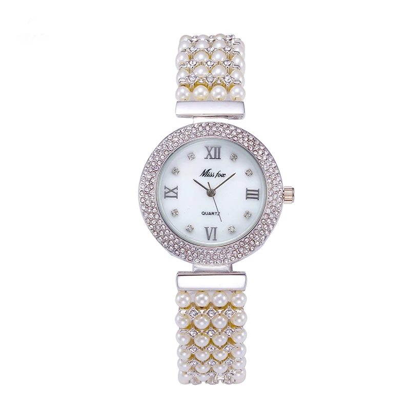 

GOLD bright pearl watch ladies stainless steel luxury backwater gold watch quartz diamond watch female