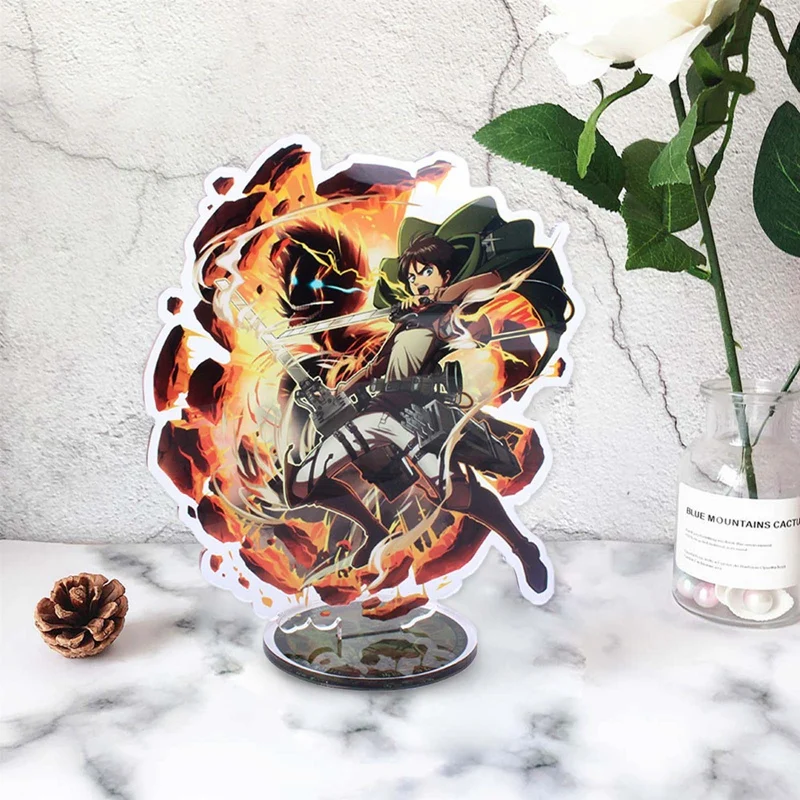 

2021 Anime Attack on Titan Eren Yeager Acrylic Action Figure Stand Model Plate Desk Decor Cute Standing Sign Fans Gift