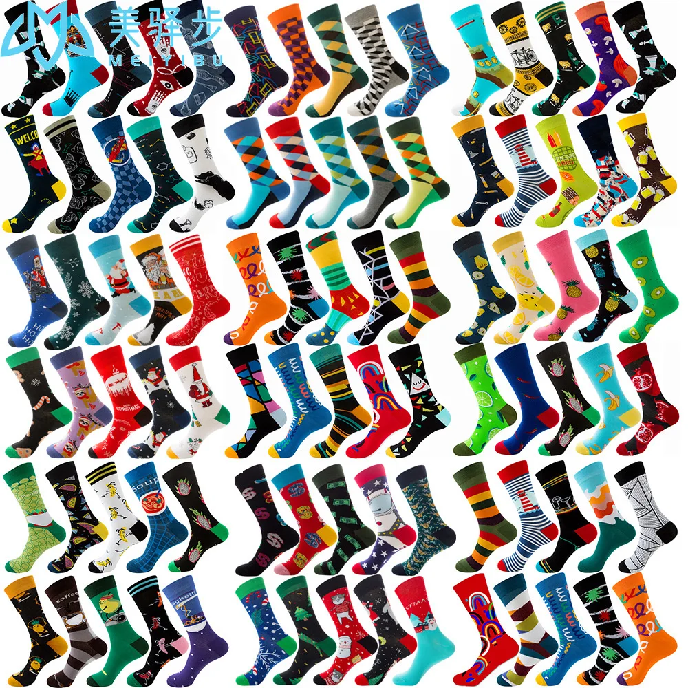 10 Pairs Per Set Funny Socks Women European Fashion Colourful Socks Woman Kawai Cotton Socks Kawaii Diamond Funny Sock