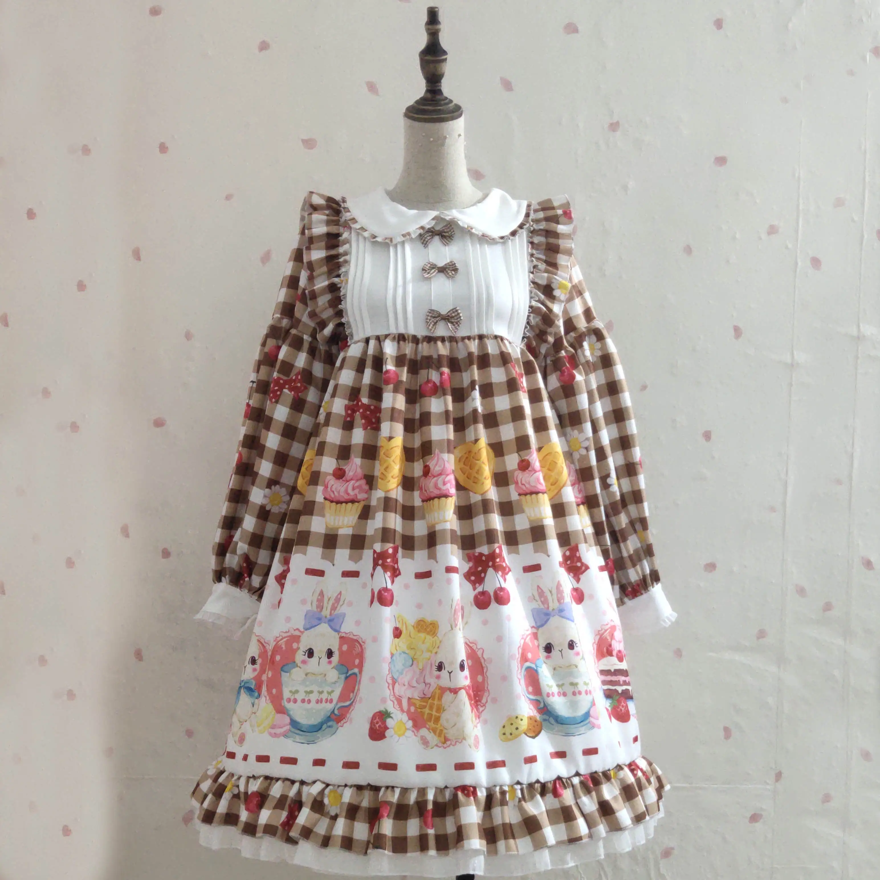 

Light Lolita dress Japanese Soft Sister Rabbit's Afternoon Tea OP Kawaii Long Sleeve Dress