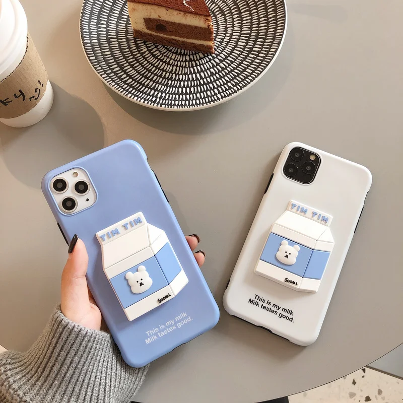 Прекрасный 3D медведь milk Чехол для мобильного телефона iphone 12 11 Pro XS Max SE XR X 7 8 Plus