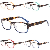 henotin 4 pack reading glasses spring hingge women and men simple retro color plastic rectangular hd reader eyeglasses