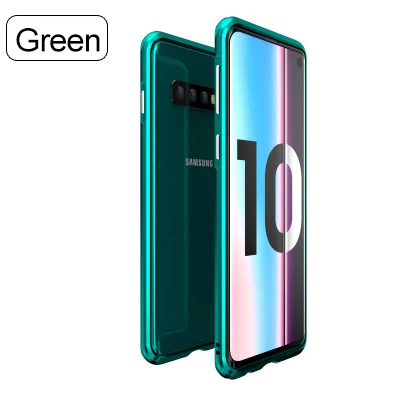 green CHYI 360 Magnetic Metal Case for Samsung Galaxy S10 5G S9 S8 Plus Note 10 9 8 Tempered Glass Back Cover for Samsung A50 A20 - Цвет: green