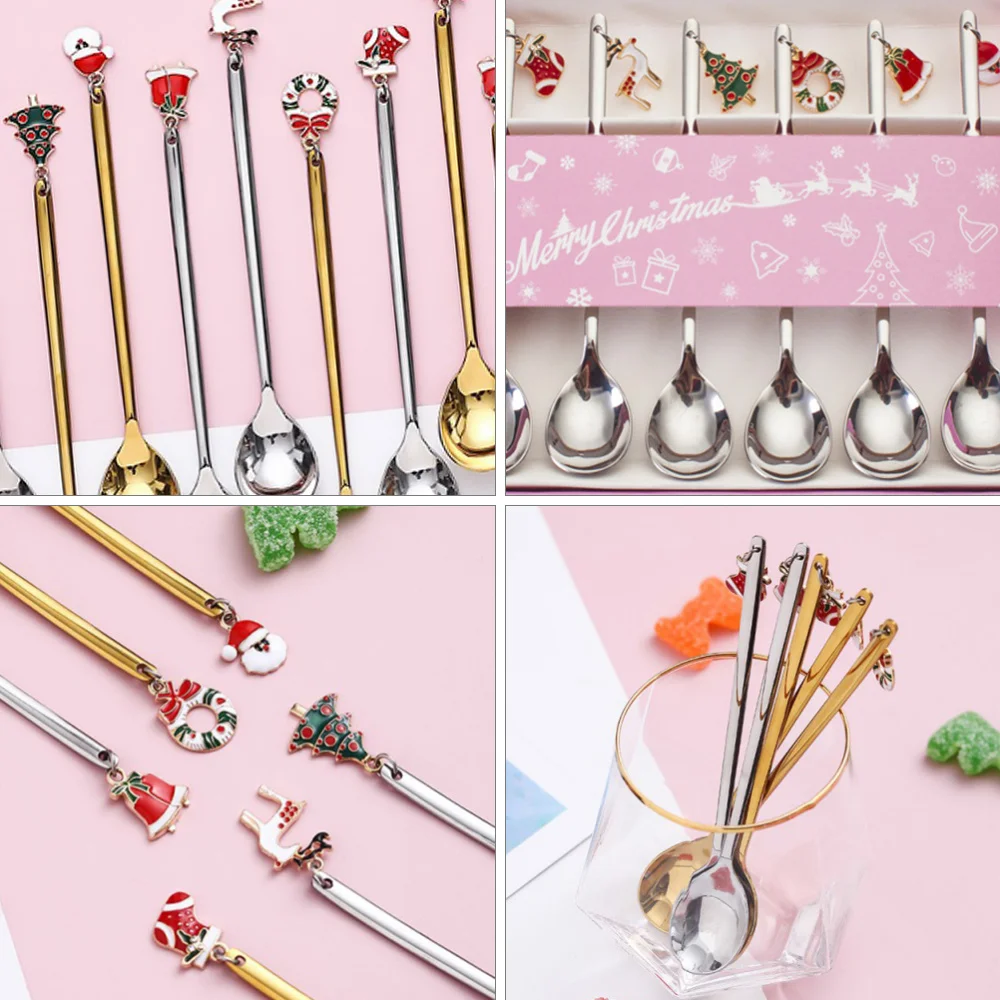 

6Pcs Coffee Spoon Mixing Scoops Stirring Spoons Stainless Steel Spoons