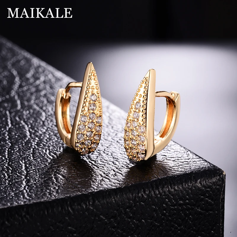 MAIKALE, классические серьги-гвоздики, AAA, кубический цирконий, форма капли воды, золото, серебро, корейский цвет, серьги для женщин, подарок другу
