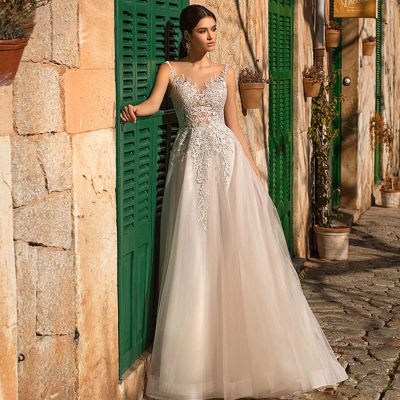 

Роскошное Свадебное платье BAZIIINGAAA из шелковистой органзы с v-образным вырезом и открытой спиной без рукавов, кружевное свадебное платье с по...