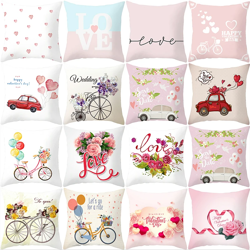 

Valentines Day Decor Pillowcase Sofa Cushion Case Bed Pillow Covers Home Decoration Car Cushion Cover Polyester Pillow Case 45cm