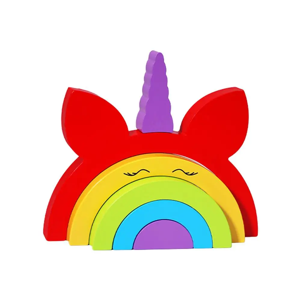 

Rainbow Stacker Safe Durable Smooth Wooden Rainbow Stacking Toy Six Kinds Of Wooden Learning Blocks For Developing The Creat