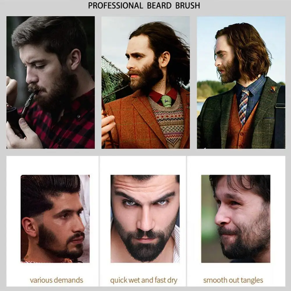 Высокое качество натуральная щетина кабана щетка для бороды мужчин бамбуковый