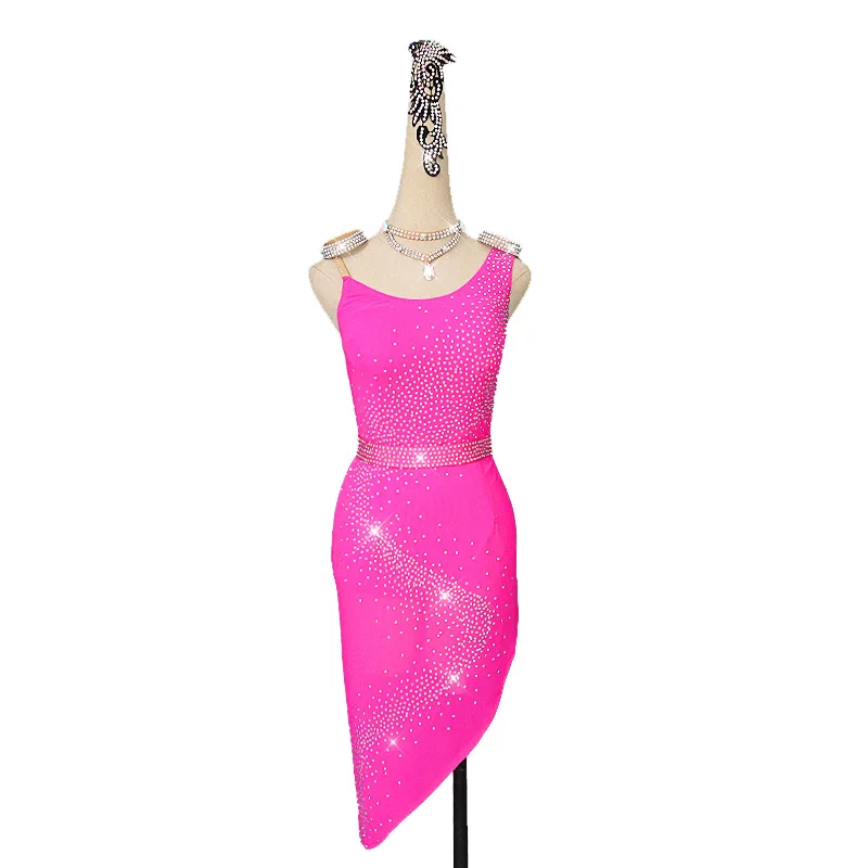 

Sparkly Rhineston Latin Dance Dress Women High Quality Customized Cha-cha Samba Dancing Skirt Lady Latin Dresses Sexy Costumes