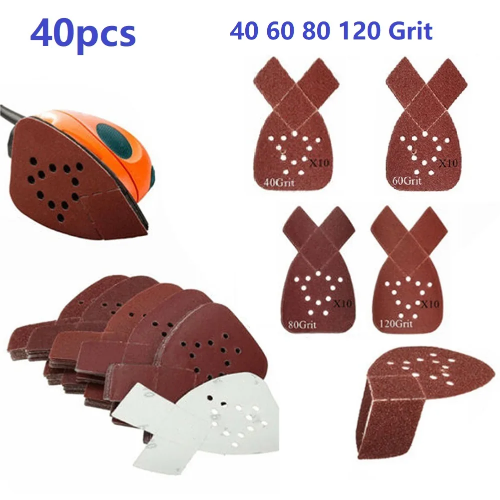 

40 Pcs Sanding Sheets 12 Hole Polishing Sandpaper 40-120 Grit 95 * 165mm