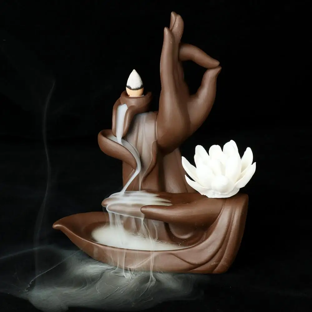 

Ceramic Backflow Incense Burner Smoke Waterfall Incense Sticks Holder With 120 Incense Cones + 30 Pcs Incense Sticks + A Pad