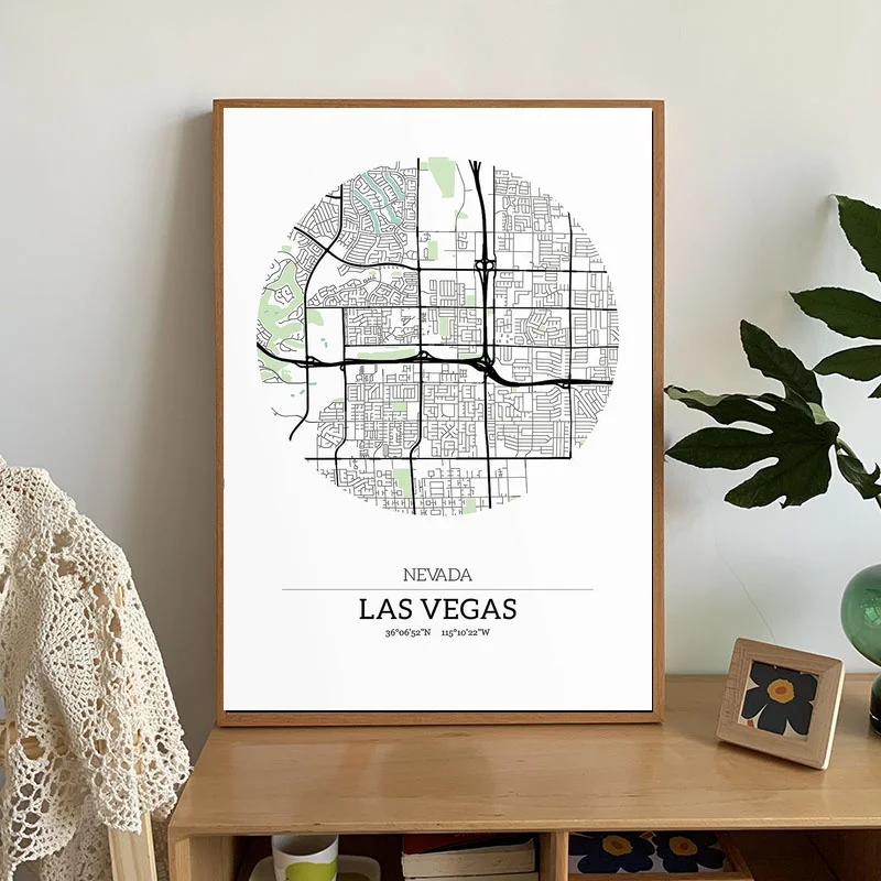 

United States nevada Las Vegas Map Poster CANVAS poster,bedroom art