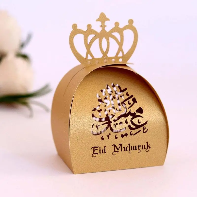 

10pcs Gold Ramadan Kareem Decoration Eid Mubarak Candy Dragee Gift Box Eid Ramadan Party Favor Eid Al-fitr Ramadan Mubarak Decor