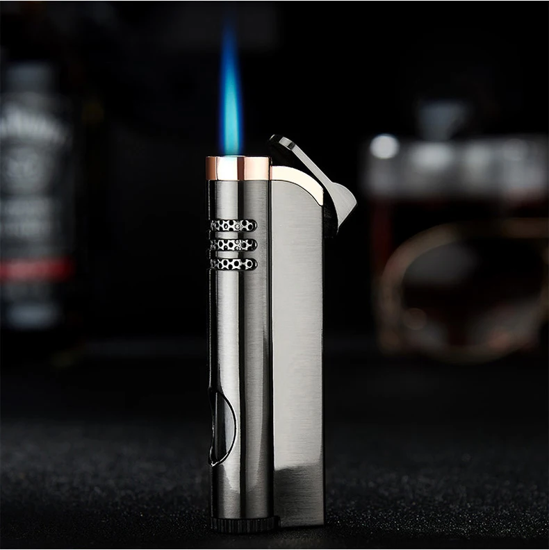 Факел турбинная Зажигалка Jet Blue Fire газовая зажигалка для Сигар Зажигалка 1300 C бутан ветрозащитные зажигалки аксессуары для курения