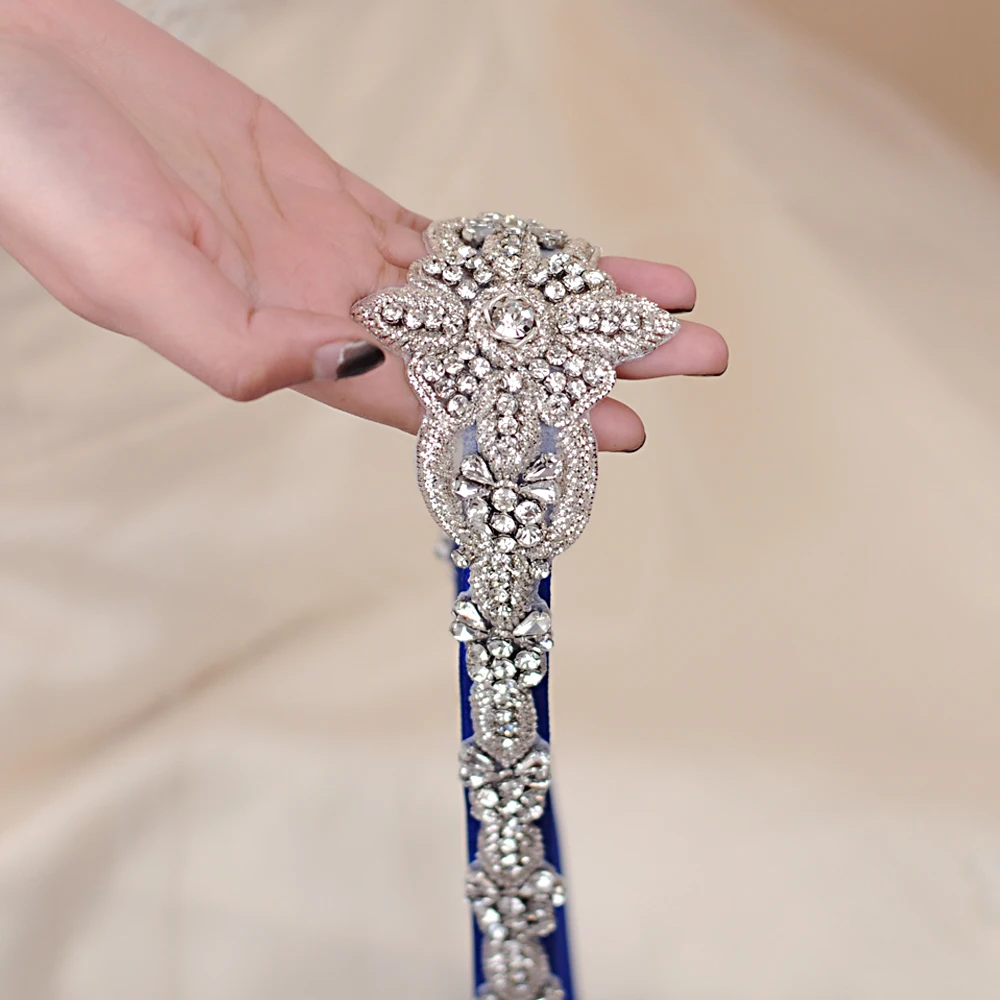 

TRiXY S374 Royal Medal Craft Bridal Belt Beaded Silver Wedding Belt Crystal Belts for Women Bridal Sash Rhinestone Belt