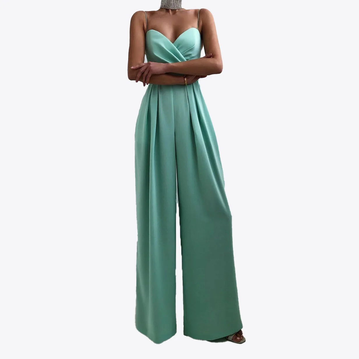 

Womens Summer Jumpsuit Sexy Off Shoulder Spaghetti Strap Oversized Rompers with Pants Female Spring Clothes Aesthetic Elegant