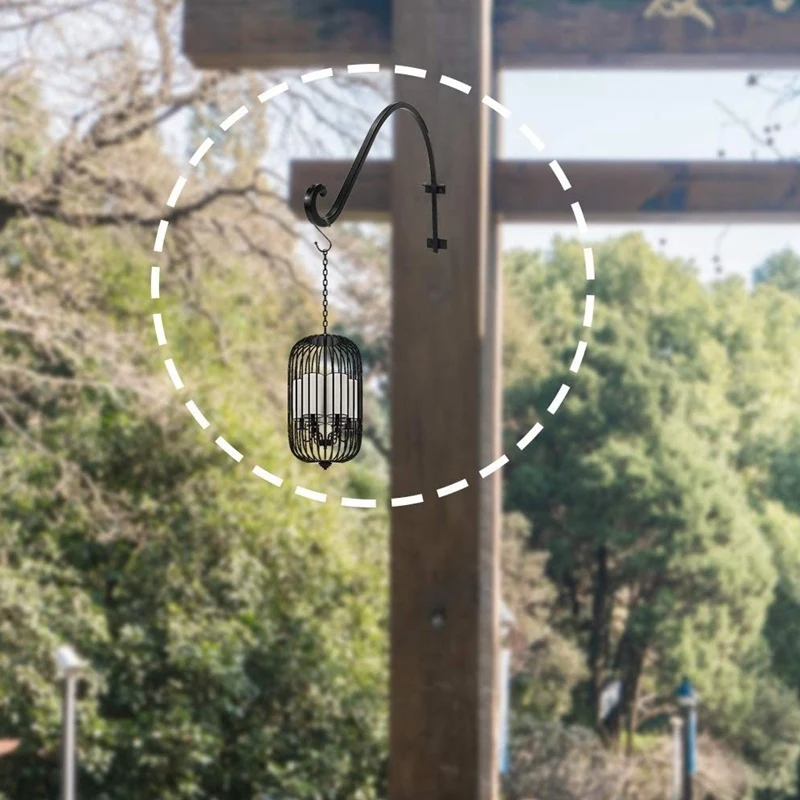 

16 Inch Wrought Iron Forged Solid Thick Outdoor Hanging Bracket Suitable for Birdhouse Plant Hook Flower Basket, 2PCS