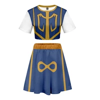 japan anime 3d print 2021 summer new two piece set women crop top and skirt outfits cosplay costume cheerleader uniform