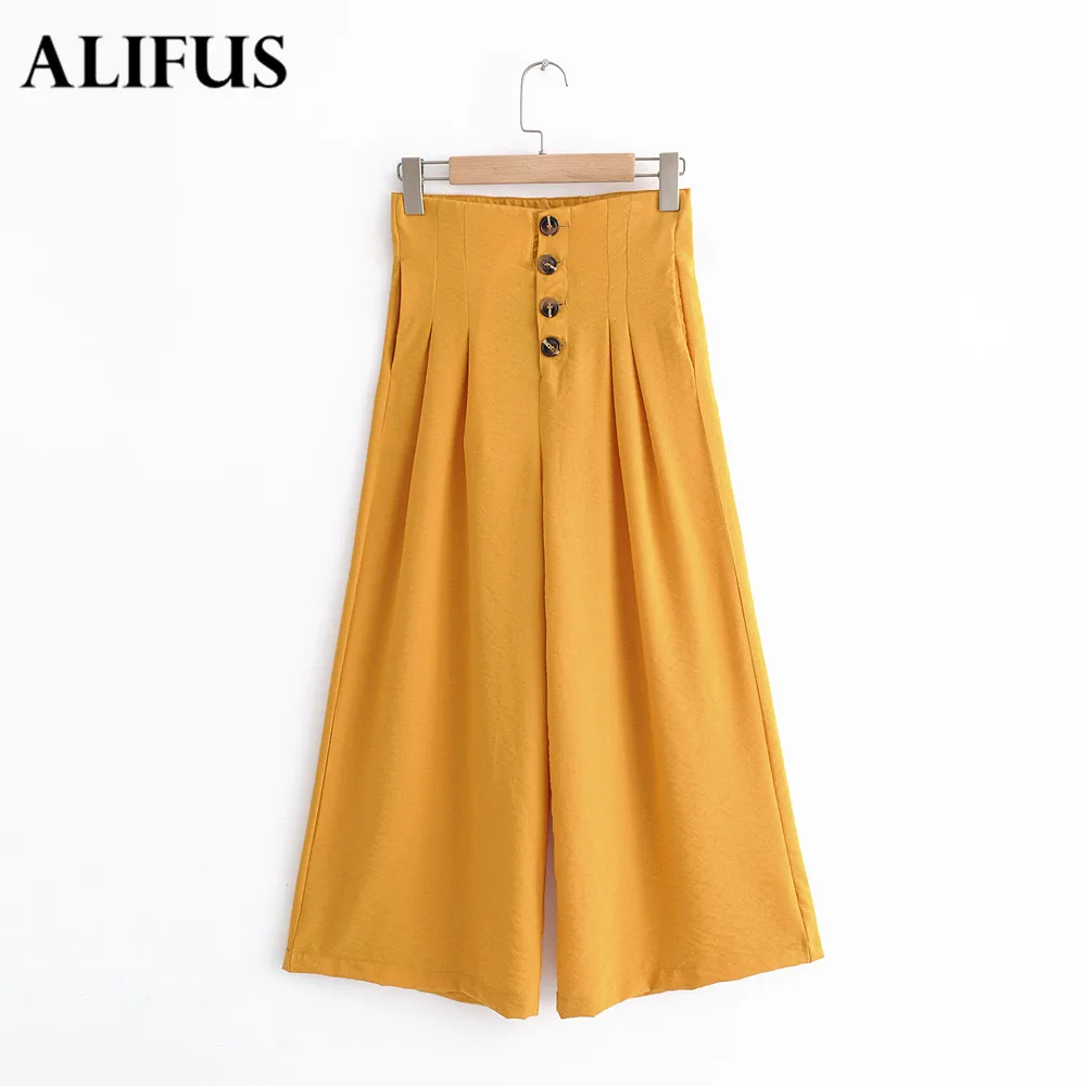 Модные Винтажные однотонные свободные широкие брюки Za женские осенние
