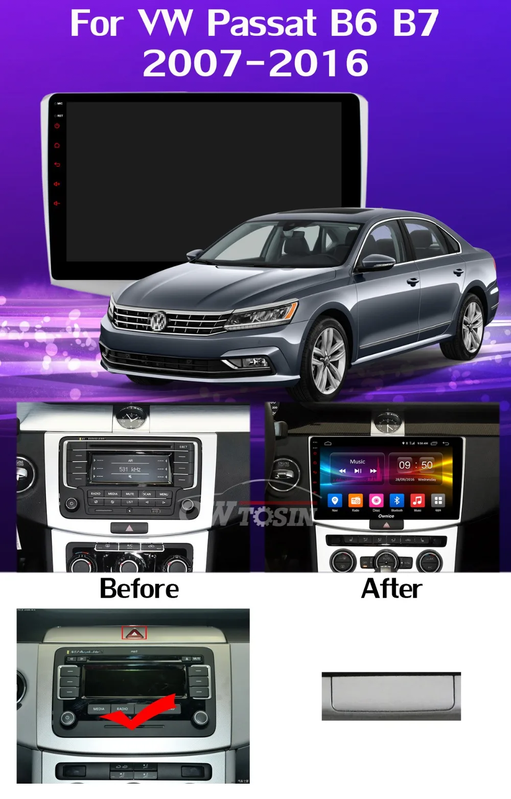 360 ° камера 4G WiFi Android 9,0 4G+ 64G DSP SPDIF CarPlay Автомобильный мультимедийный плеер для VW Passat B6 B7 Passat CC gps навигация радио