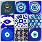 Новинка, голубой глаз, сглаза, Фатима, квадрат, 10 шт., 12 мм20 мм25 мм30 мм, стеклянный кабошон, плоская задняя сторона, сделай сам, Ювелирная фурнитура