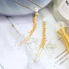 Длинные серьги-кисточки в новом стиле Южной Кореи, модные серьги из пшеничной кожи, тонкое лицо, милые уши, жемчужные украшения, для женщин