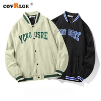 covrlge trendy brand mens jacket spring autumn couples loose color matching flying suit stand up collar baseball coat mwj246