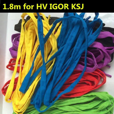 Шнурки для роликовых коньков, HV, высокие, 1,8 м, длина 180 см, с зеленым, желтым, белым, черным, фиолетовым, синим, красным шнурком