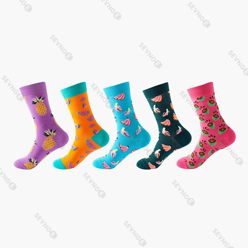 

5pairs Men Socks Happy Socks Cotton Socks Funny Happy Novelty Casual High Quality 20set Style Colorful Pattern All Season