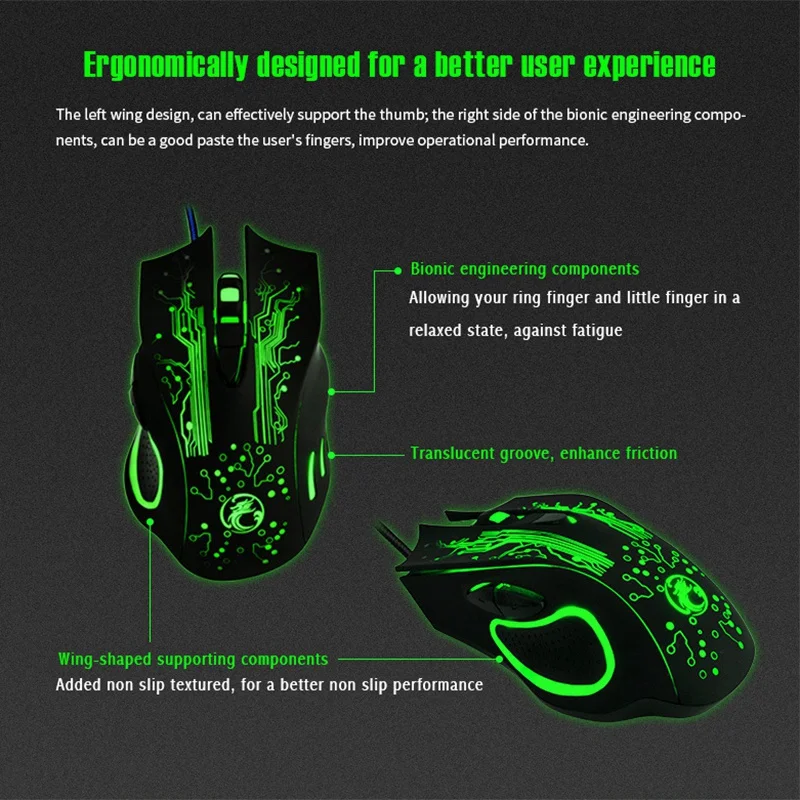 IMice X9 Computer Mouse Ergonomic 6-Button Optical Wired Rgb for Pc Laptop | Компьютеры и офис