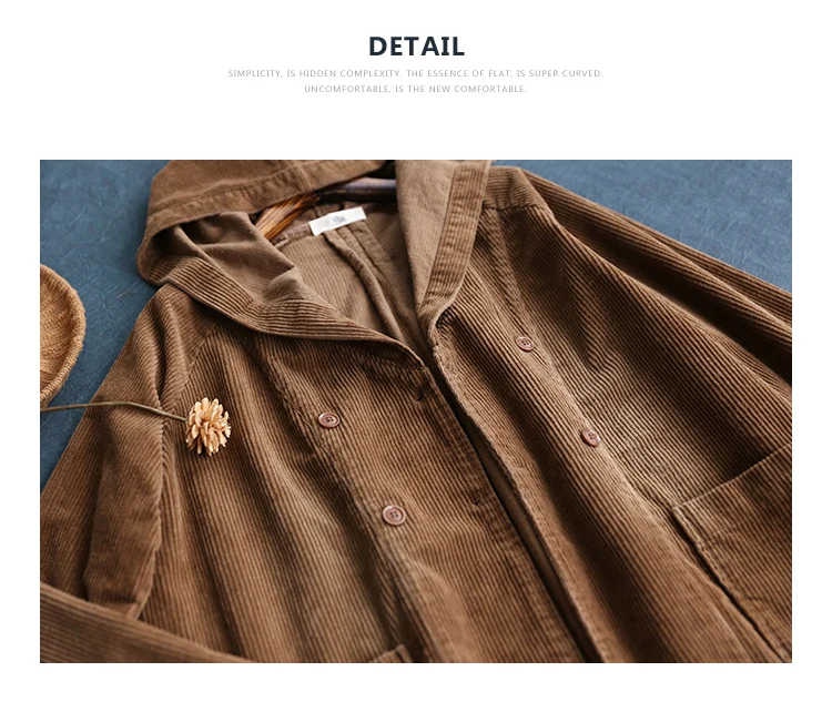Spring Autumn Womens Loose Hooded Jacket Women Corduroy Jackets Short Coats Female Vintage Outerwear Women Cropped Jacket