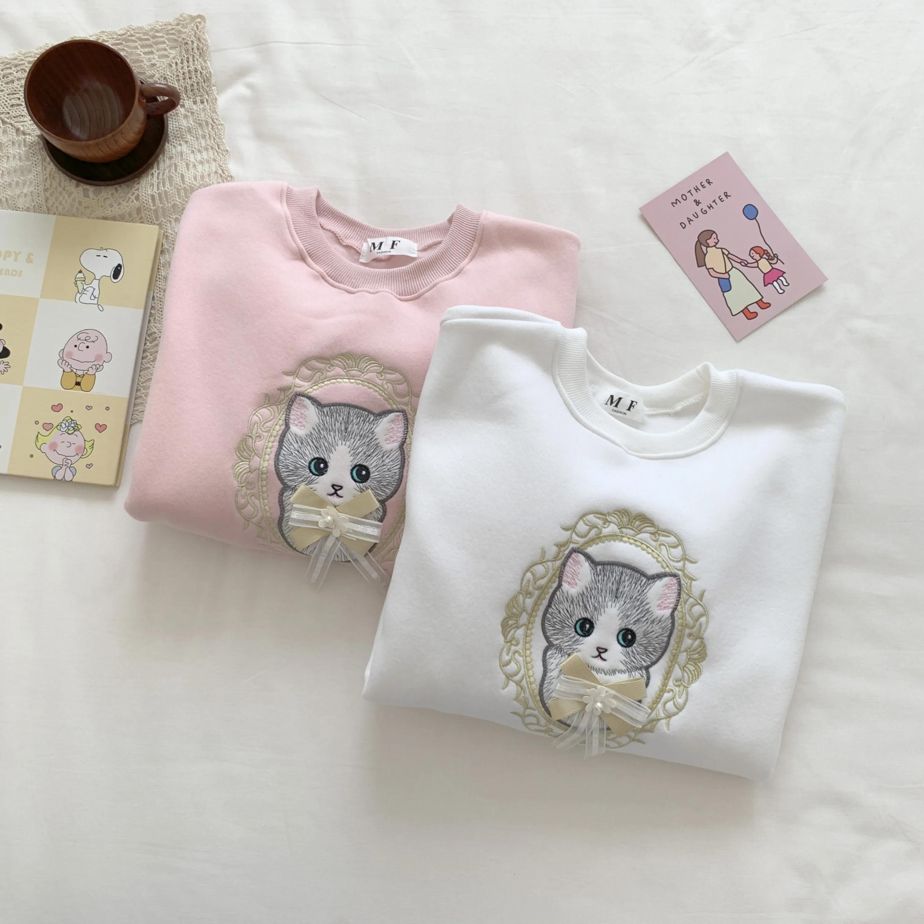 Толстовка Женская с длинным рукавом свитер вышивкой в японском стиле колледжа