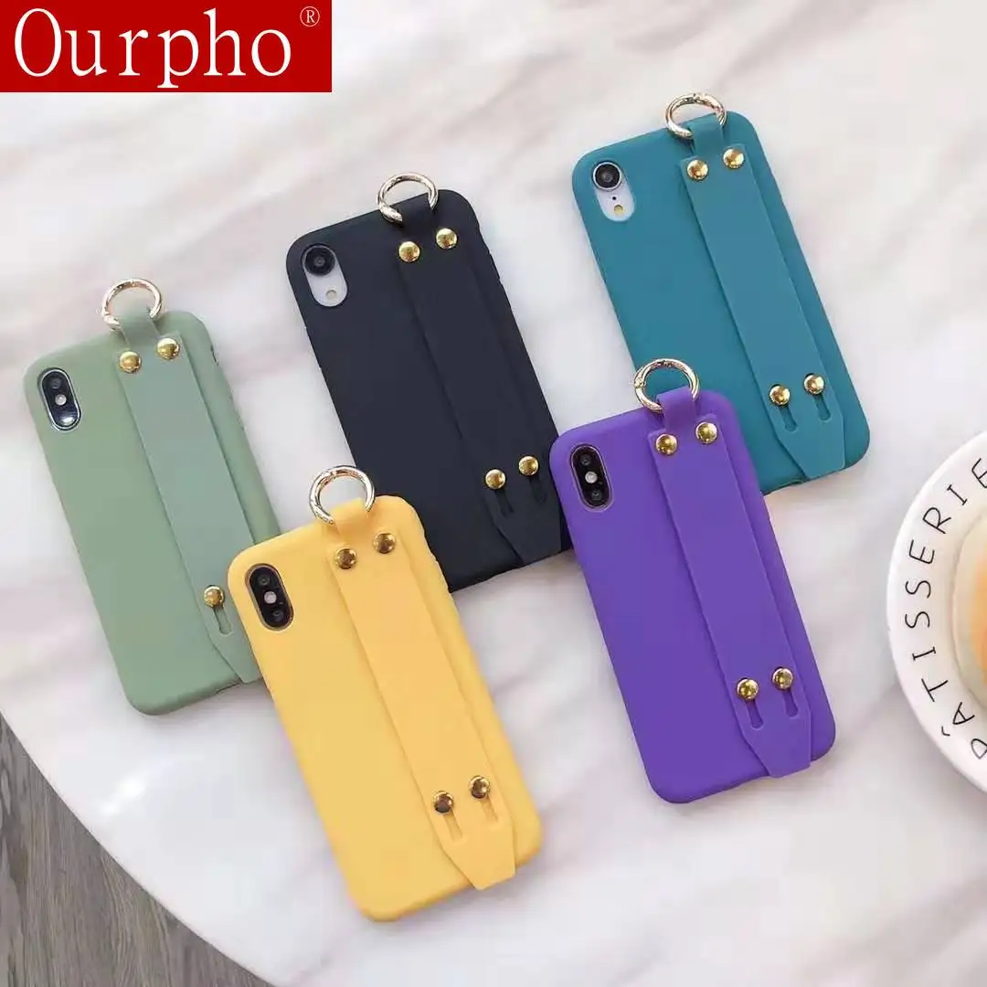Карамельный цвет наручный чехол для телефона Iphone 11pro Max 11 6 7 8 Plus XS мягкий TUP XR