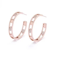 retro gold color plated copper cz crystal c shape earrings for women hollow waterdrop hoop earrings piercings jewelry statement