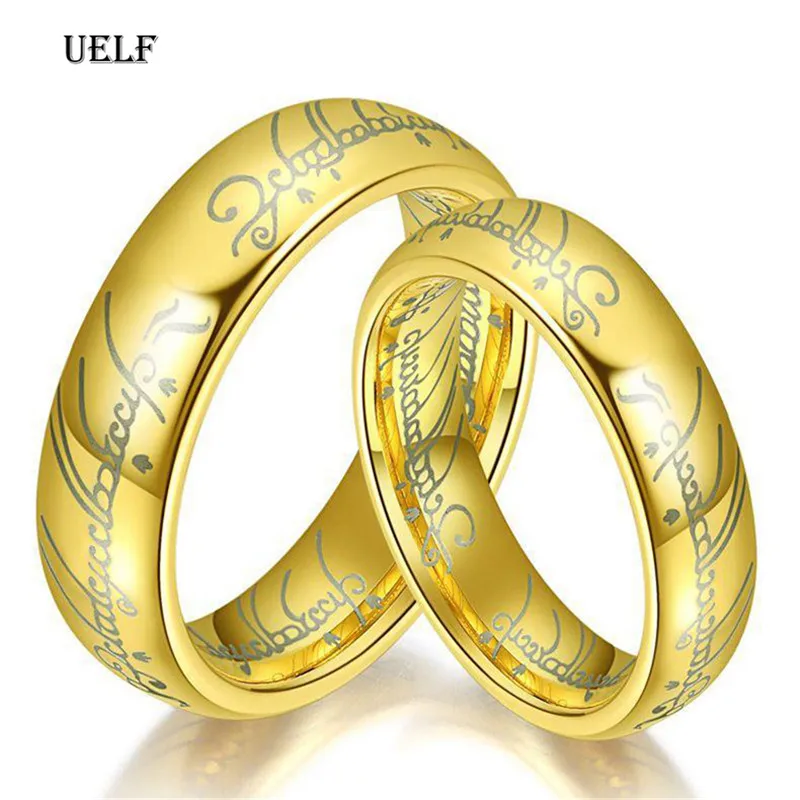 Мужское кольцо из нержавеющей стали Uelf золотистое/серебристое/черное Властелина