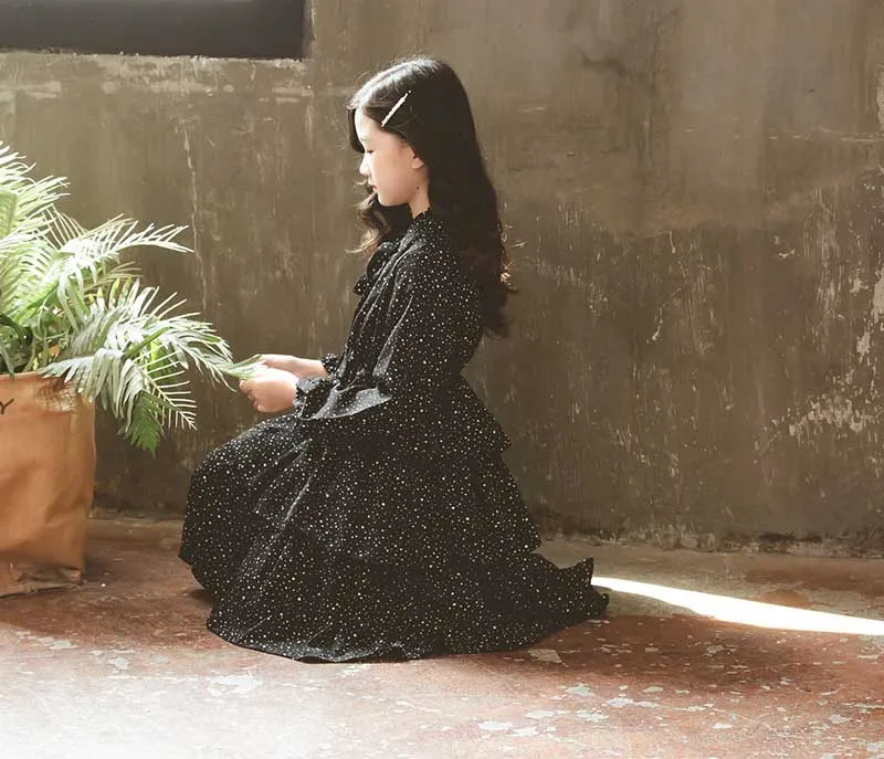 Осеннее платье для девочек-подростков черные зимние платья девочек новинка 2019