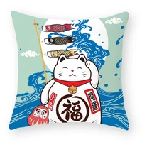 japanese style cute lucky cat series peach skin pillowcase
