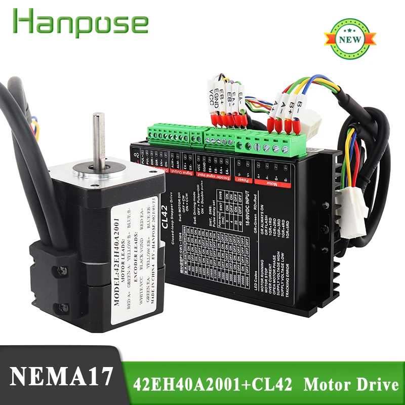 

Hanpose NEMA17 шаговый двигатель 42EH40A2001 Гибридный двигатель 2A 0.4N.m + CL42