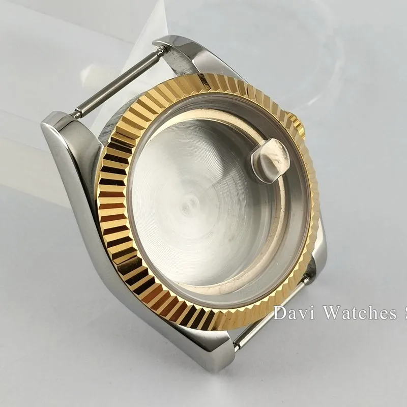 Bliger Watch Case 39mm sapphire glass Silver gold plated Parts fit ETA 2836 DG2813 3804 Miyota 8215 821A | Наручные часы