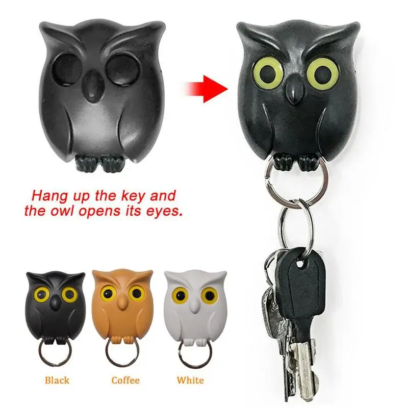 

Hanging Cute Black Owl Key Hook Accessories Night Owl Magnetic Wall Key Chain Home Decoration