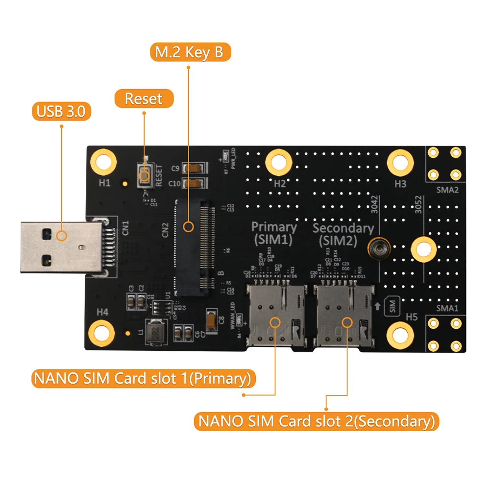 m 2 to usb 3 0 adapter card with dual nano sim card slot expansion card adapters for laptop desktop wlanlte 3g4g5g module free global shipping