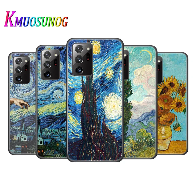 

Bright Black Cover Van Gogh Oil Art For Samsung Galaxy Note 20 Ultra 10 9 8 S10 S10E S9 S8 S7 Plus 5G Phone Case