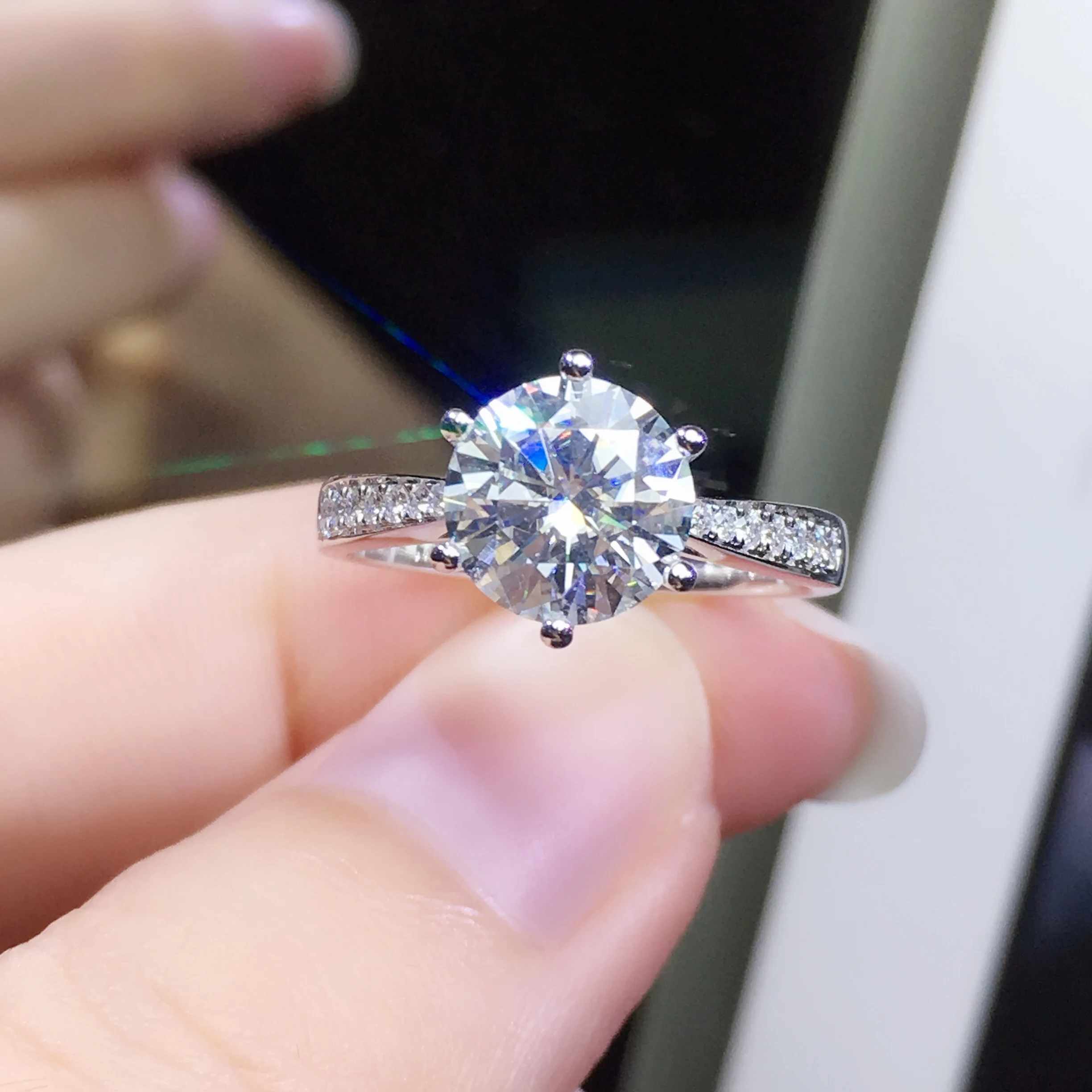 925 пробы Серебряное кольцо с муассанитом классическое стильное 1ct IJ цветное