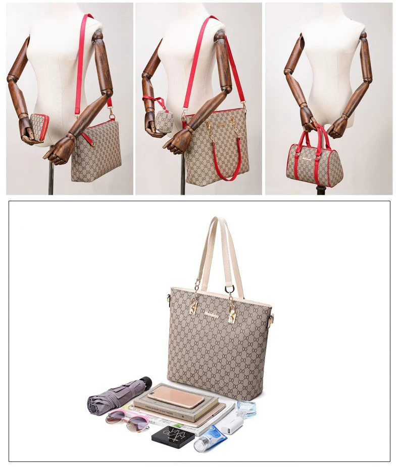 Autumn New Fashion Women's Bag 6 Piece Set Plaid Bag Lady Slung Hand Bag Shoulder Messenger Composite Bag