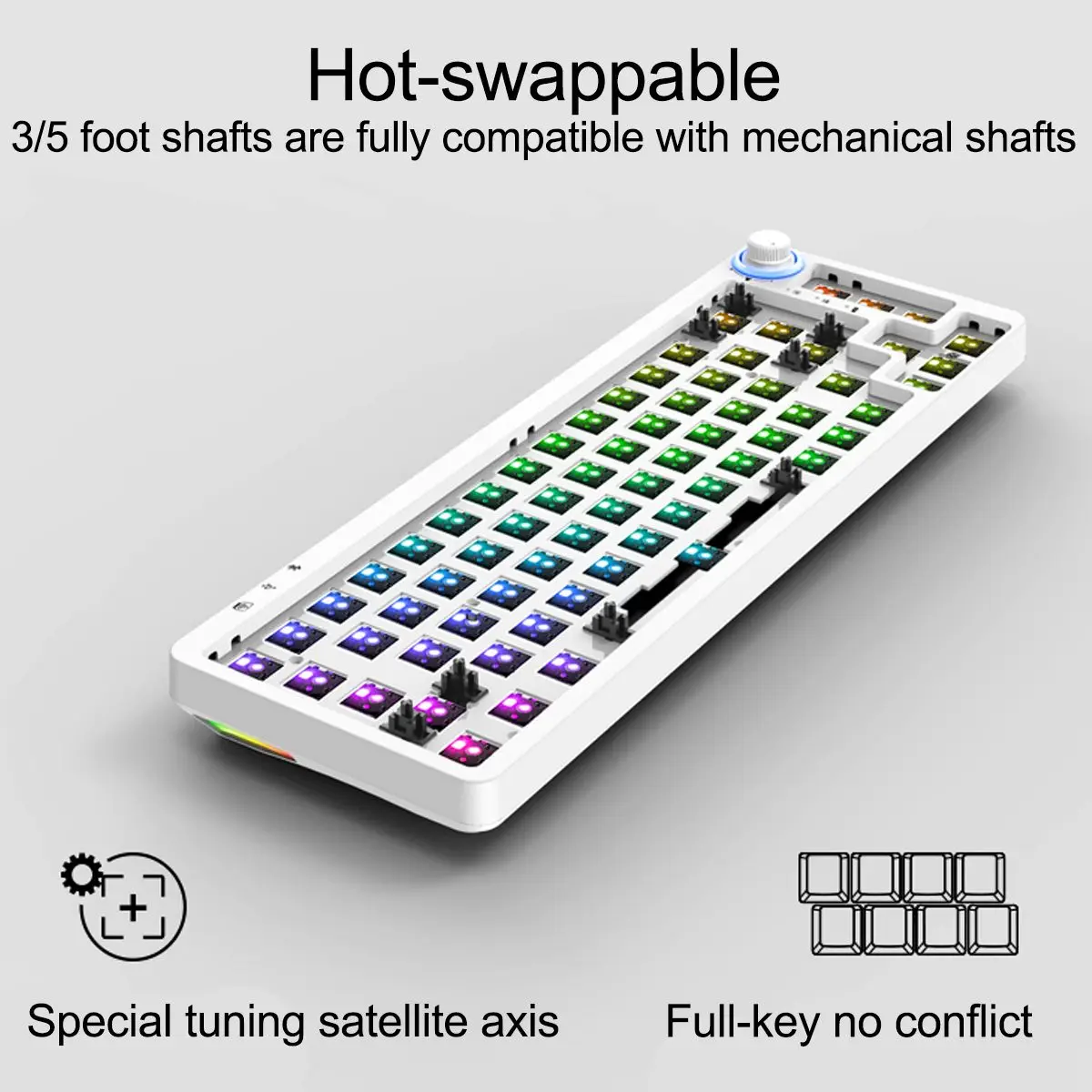 tm680 hot swap mechanical keyboard kit wireless 3 mode rgb compatiable with 35 pins for cherry gateron kailh dial knob keyboard free global shipping